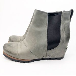Sorel Dark Gray Lea Wedge Booties